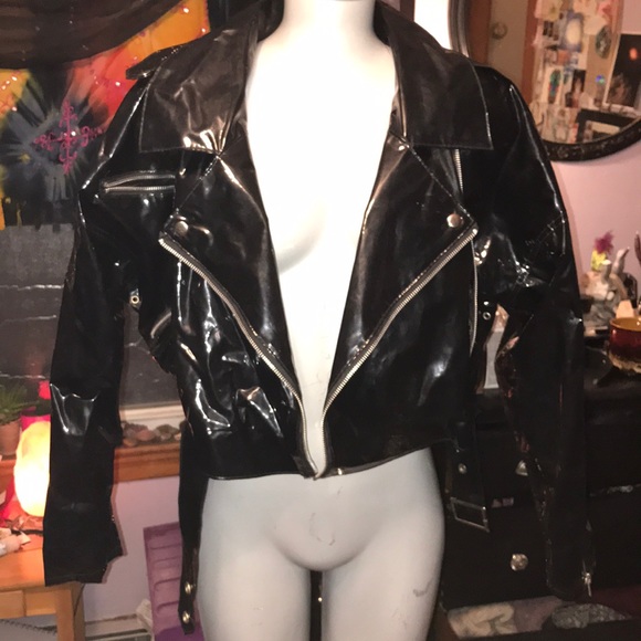 Jackets & Blazers - Vintage 90s black vinyl jacket size large